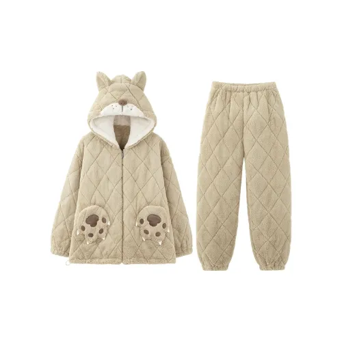 MIOJUER Пижамный комплект зимний женский хаки