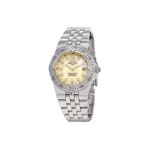 Breitling Кварцевый механизм Женские часы 30MM Желтый Циферблат часов Корпус из нержавеющей стали Ремешок из нержавеющей стали
