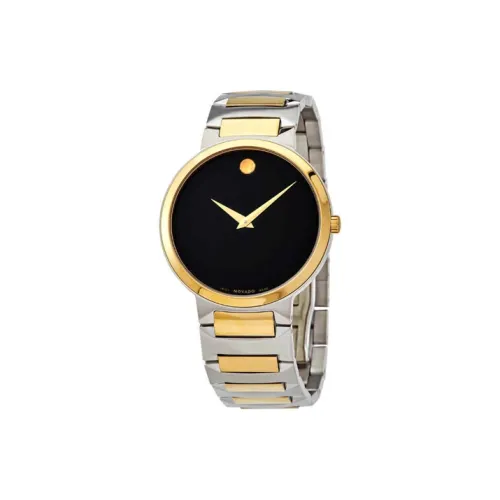 MOVADO Temo Collection Кварцевый механизм Мужские часы Циферблат 38 мм Черный корпус Нержавеющая сталь Ремешок