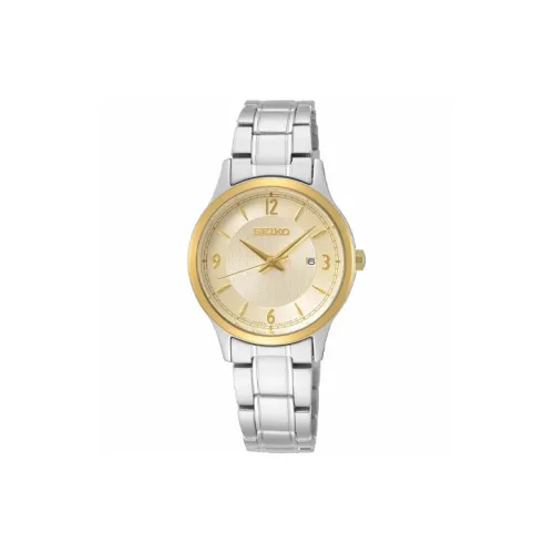 SEIKO Кварцевый механизм нержавеющая сталь ремешок женские часы золотой циферблат модель SXDH04P1