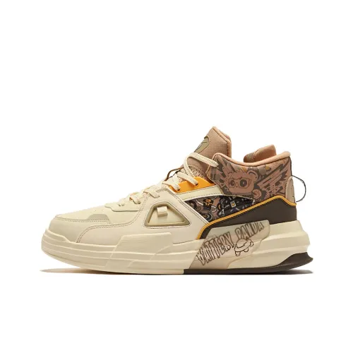 Erke Battery Panda Термический Slip-resistant и Устойчивый к Износу Высокий Топ Скейтборд Кроссовки Мужские Бежево-Коричневые