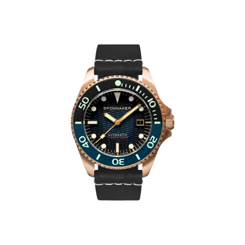 SPINNAKER Мужские часы Автоматический механический механизм Естественная кожа Ремешок Синий циферблат