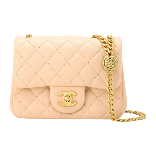 CHANEL Овчина Сумка с цепочкой Сумка через плечо Мини Женская Молочно-чайный Телесный