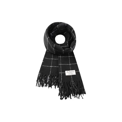 ALIEN BANG Искусственный кашемир Вязаные шарфы Унисекс Черный Белый Цветовая схема