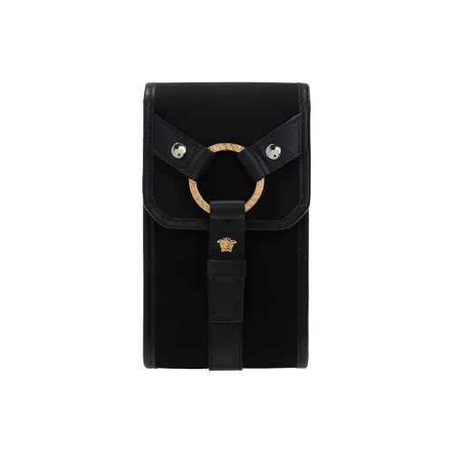 VERSACE Сумка через плечо из коровьей кожи с чехлом для телефона унисекс черный