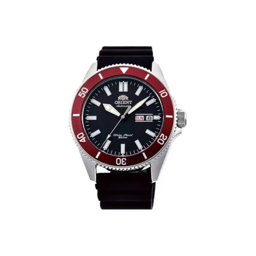 ORIENT Автоматический Механический Механизм Силиконовый Ремешок Часы Мужские Черный Циферблат RA AA0011B19A