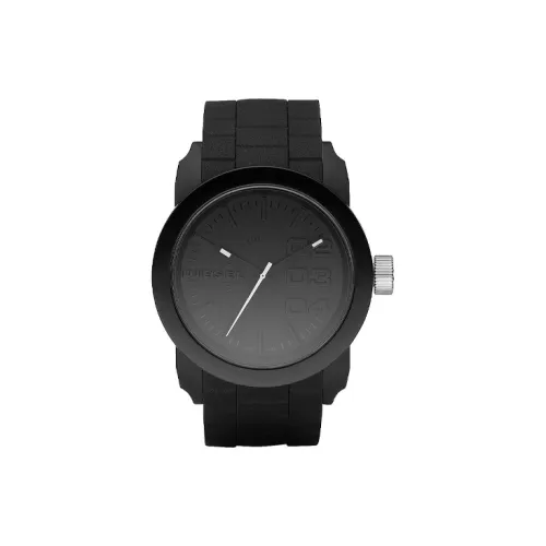 DIESEL Мужские часы Кварцевый механизм Силиконовый ремешок 44 мм Черный циферблат