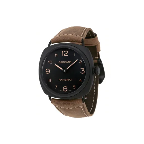 PANERAI RADIOMIR Механизм с ручным заводом Мужские часы Циферблат 44 мм Черный Керамика Чехол для часов Кожаный ремешок