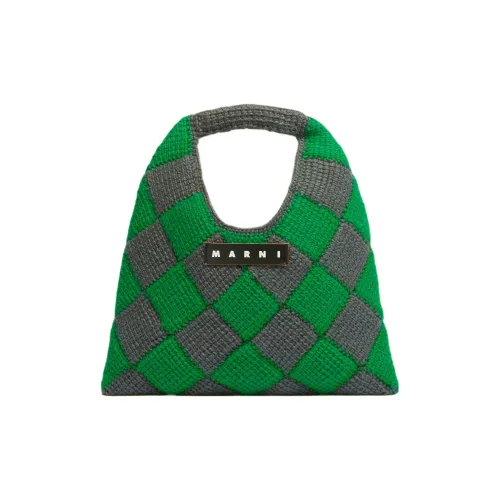 MARNI Акриловая трикотажная ткань Корзина Сумка Сумка Средний Женский Серый и Зеленый