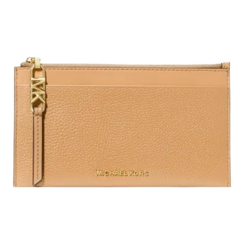 MICHAEL KORS Зернистая текстура кожа кошелек держатель для карт большой женский светлый Peanuts