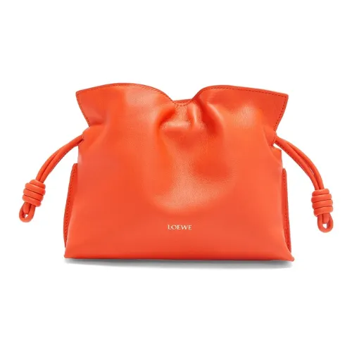 LOEWE Flamenco Nappa Коровья кожа Клатч Мини Женский Ярко-оранжевый