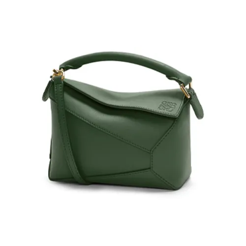 LOEWE Пазл Коровья кожа Сумка Сумка через плечо Сумка через плечо Мини Женская Темно-зеленая