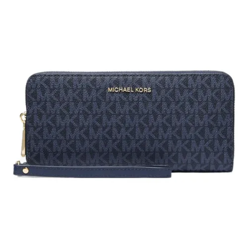 MICHAEL KORS Покрытый холст Обхват запястья Сумка Кошелек Большой Женские Морские Corps