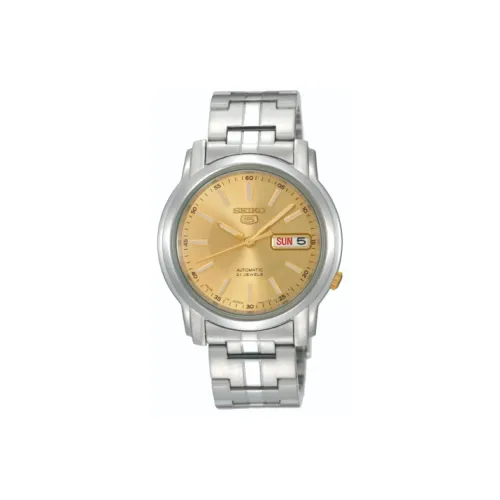 SEIKO Автоматический Механический Механизм Нержавеющая Сталь Ремешок Часы Мужские Золотистый Циферблат SNKL81K1