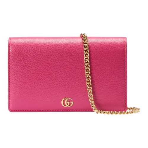 GUCCI GG Marmont Кожа Сумка через плечо Кошелек Мини Женский Фуксия
