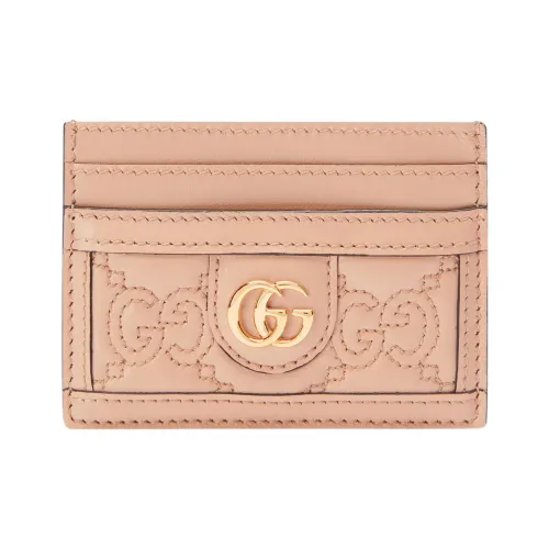 GUCCI GG Matelassé Кожа Держатель для карт Маленький Женский Розовый Бежевый