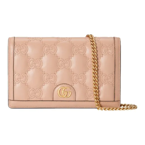 GUCCI GG Matelassé Кожа Маленькая Квадратная Сумка Сумка через плечо Кошелек Стандартный Женский Розовый Бежевый