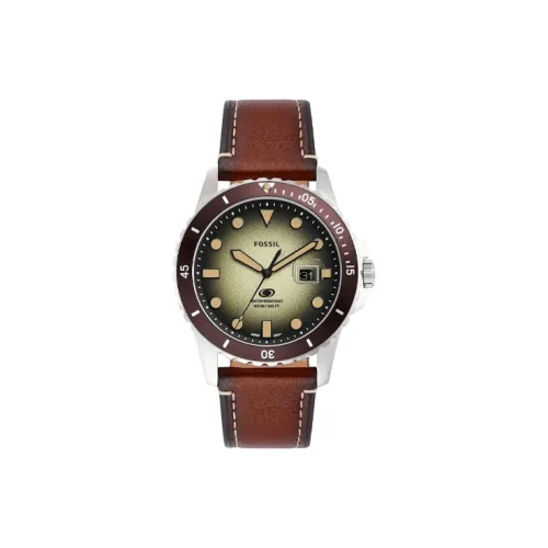 FOSSIL Наручные часы Кварцевый механизм Кожаный ремешок 42 мм Черный циферблат Мужские часы