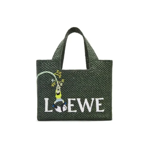 LOEWE Suna Fujita Коллаборация Font Tote Волокно рафии Тоут Сумка Сумка для покупок Сумка Маленькая Женская Темно-зеленая