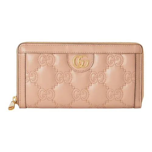 GUCCI GG Matelassé Кожа Кошелек Маленький Женский Розовый Бежевый