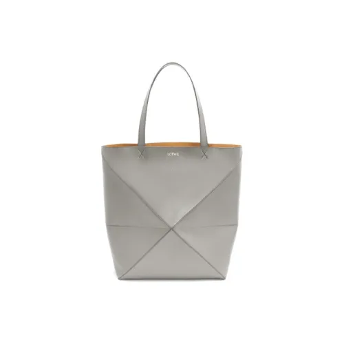 LOEWE Блестящая сумка Tote из коровьей кожи сумка для покупок сумка через плечо сумка большая женская жемчужно-серый