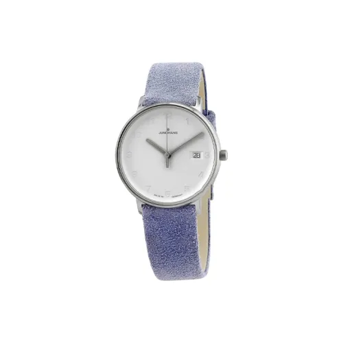 JUNGHANS Кварцевый механизм Мужские часы Циферблат Белый Нержавеющая сталь Корпус часов Кожаный ремешок