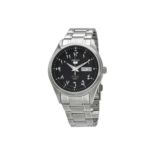 SEIKO Автоматический Механический Механизм Нержавеющая Сталь Ремешок Часы Мужские Черный Циферблат