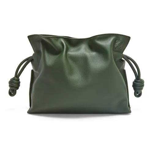 LOEWE Suna Fujita Коллаборация Flamenco Nappa Коровья кожа Одно плечо Через плечо Клатч Мини Женский Темно-зеленый