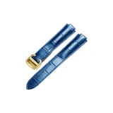 Золотистая пряжка, синий, кожа