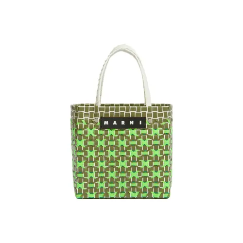 MARNI Полипропиленовая сумка для покупок мини женская темно-зеленая флуоресцентная