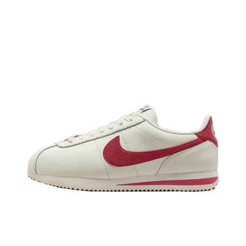 Nike Cortez SE Устойчивый к истиранию Низкий Топ Повседневный Городской Коммутирование Беговые кроссовки Женские Белый Красный