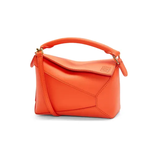 LOEWE Пазл Коровья кожа Сумка через плечо Сумка Мини Женская Ярко-оранжевая