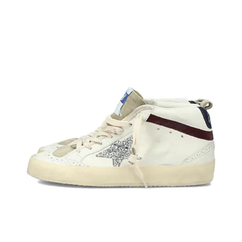 Golden Goose MID Топ Стильные Скейтбординги Женские Белые Серебряный Потертый