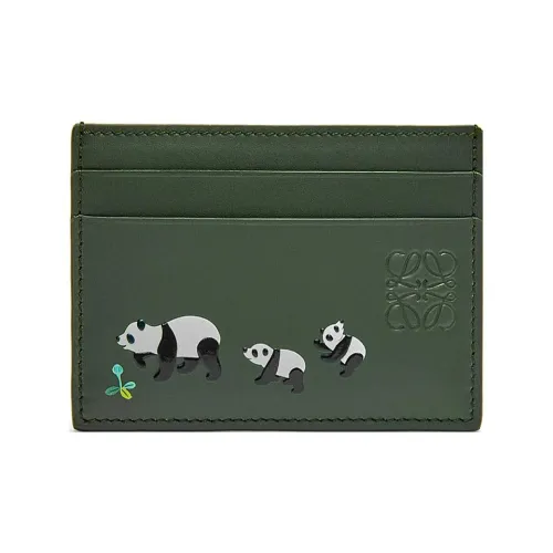 LOEWE Suna Fujita Коллаборация Сатин Коровья кожа Держатель для карт Женские Темно-зеленый