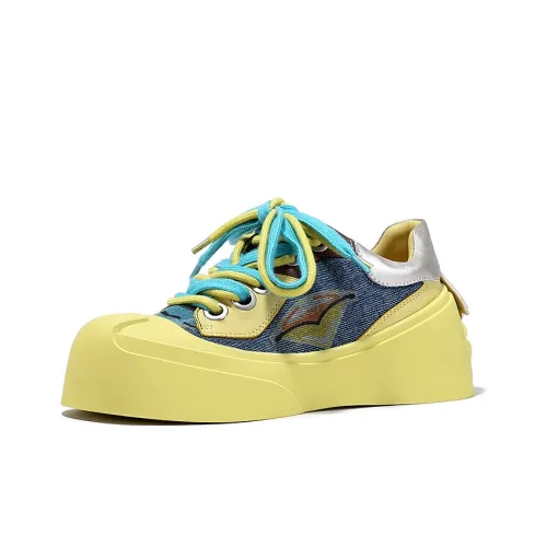 BELLALILY Высота Увеличивающие Устойчивые к Износу Низ Резистентные Низкие Кроссовки для Скейтбординга Женские Желтые Синие