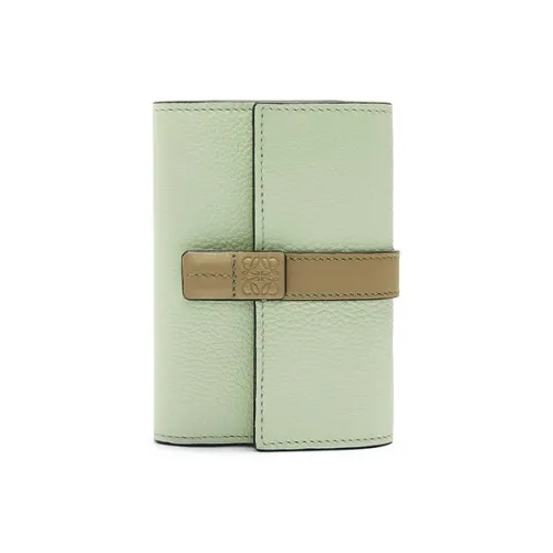 LOEWE Soft с рельефом Телячья кожа Кошелек Маленький Женские Весна Изумруд Глина Зеленый