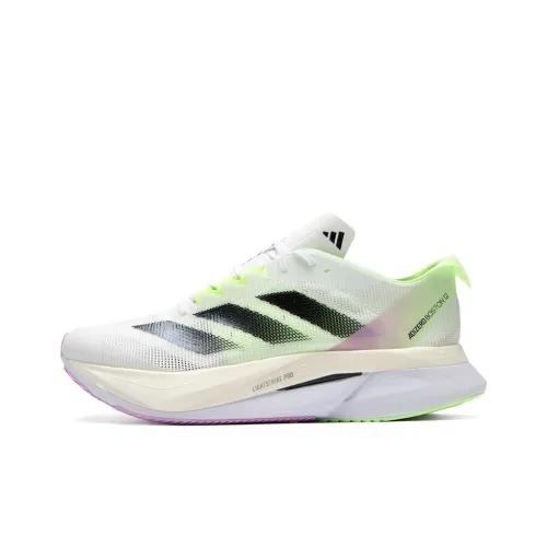 Adidas Adizero Boston 12 Беговые кроссовки Низкий топ Белый/Черный/Зеленый Мужской
