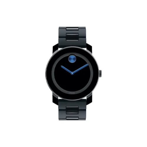MOVADO Кварцевый механизм Мужские часы Часы 42 мм Черный циферблат Корпус из нержавеющей стали Ремешок из нержавеющей стали