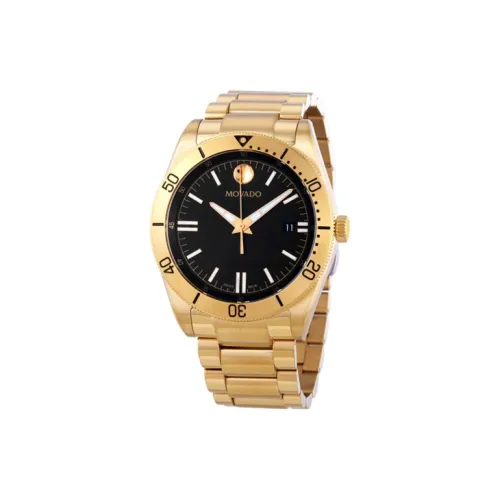 MOVADO Кварцевый механизм Мужские часы Часы 41 мм Черный циферблат Корпус из нержавеющей стали Ремешок из нержавеющей стали