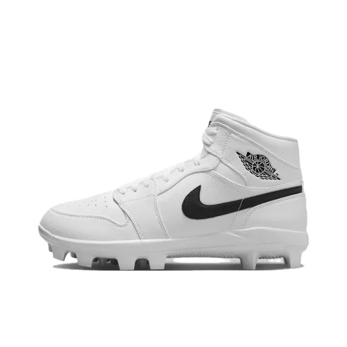 Jordan Air Jordan 1 Ретро MCS Амортизация Износостойкие Высокие Кроссовки для Бейсбола Мужские Белый Черный