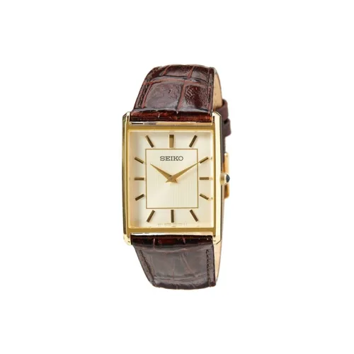 SEIKO Кварцевый механизм кожаный ремешок женские часы золотой циферблат модель SWR064P1