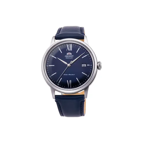 ORIENT Автоматический Механический Механизм Кожаный Ремешок Часы Мужские Синий Циферблат RA AC0021L