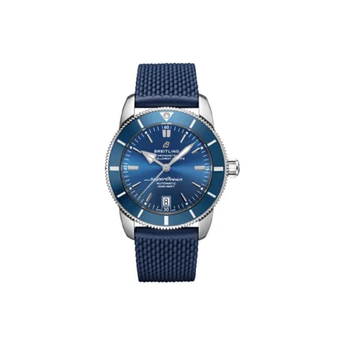 Breitling Автоматический Механический Часы Мужские 42 мм Синий Циферблат Корпус из Нержавеющей Стали Резиновый Ремешок