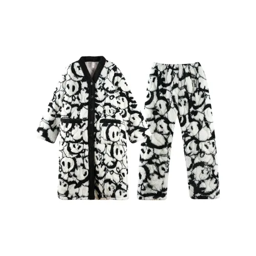 Q'NIANMA Черный и Белый + Брюки Женские Пижамные Комплекты