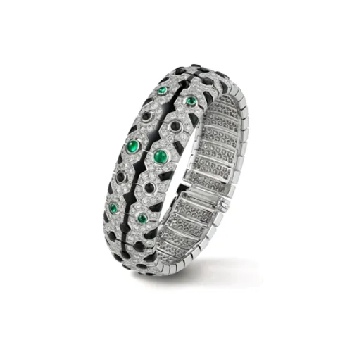 Cartier Ромб Onyx White Gold Emerald Bracelets Unisex Multicolor