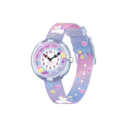 SWATCH Flik Flak Feifei Series Кварцевый механизм Унисекс Часы 35 мм Фиолетовый Циферблат Часы Бипластиковый Корпус Часы Тканевый Ремешок