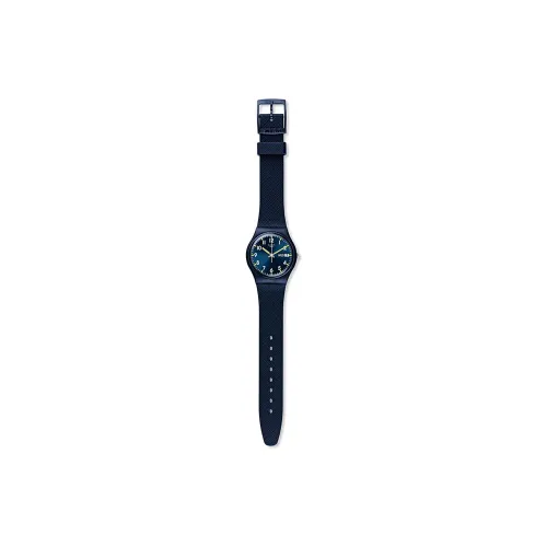 SWATCH Original Collection Кварцевый механизм Унисекс Часы 34 мм Синий циферблат Пластиковый корпус Часы Силиконовый ремешок