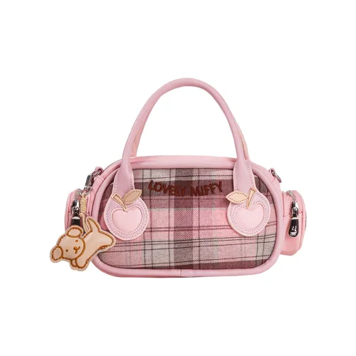 MIFFY Bowling Bag Shoulder Bag Handbag Women's Pink Coffee