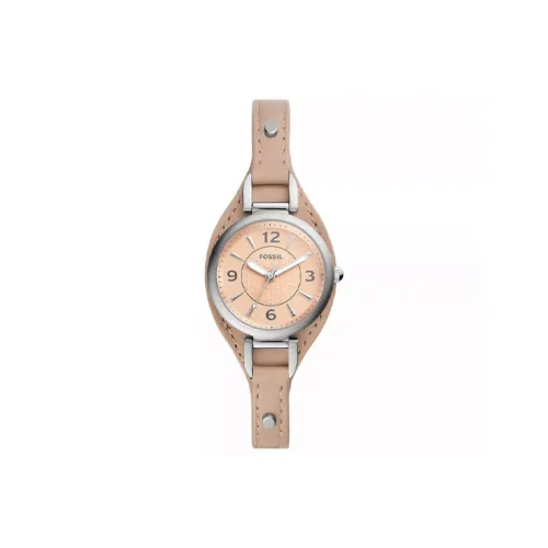 FOSSIL Наручные часы Кварцевый механизм Кожаный ремешок 28 мм Розовый циферблат Женские часы