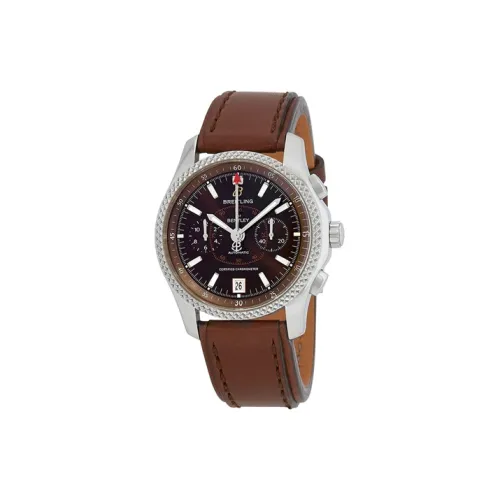 Breitling Автоматический Механический Часы Мужские 42 мм Кофейный Циферблат Часы Корпус из Нержавеющей Стали Кожаный Ремешок